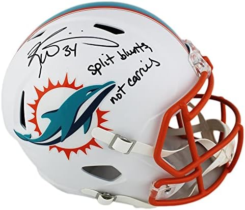 Ricky Williams potpisao Miami Dolphins Speed pune veličine bijele mat NFL kaciga sa Split Blunts, ne nosi