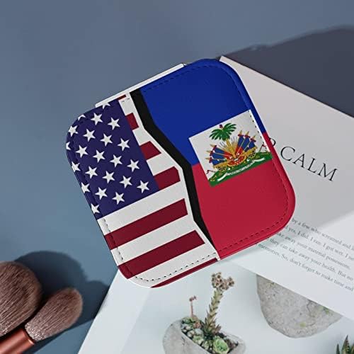 Američki i Haiti zastava Travel PU kože Mali nakit Case Prenosni prsten Privjesak naušnica Ogrlice za pohranu