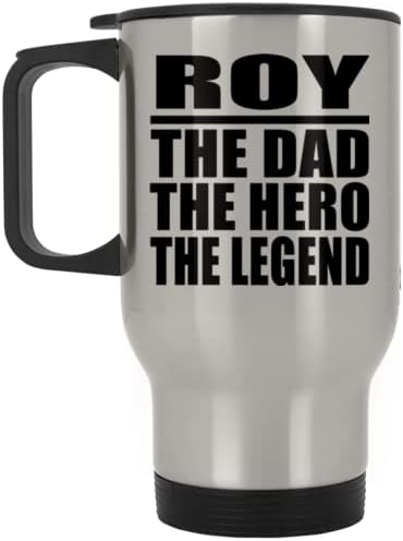 Dizajnirajte Roy The Tata The Hero The Legend, srebrna putna krigla 14oz nehrđajući čelik izolirani prevoz,