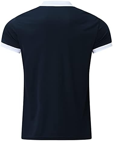 Beuu Henley s majice za muškarce kratki rukav, nagib isključivanja SPLICE SOLD COLOR Polo majice kamuflažne majice