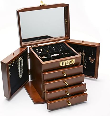 QUUL Drvena kutija za nakit za žene Organizator od punog drveta sa kombinovanim bravama Jewelries satovi