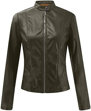 Tifzhadiao Womens Faux kožne jakne Trendy Moto kratka jakna Zip up motocikl kratki kaputi sa ubodom