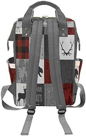 Grandkli FAUX Patchwork Forest Deer Personalizirana ruksaka za pelena s imenom, prilagođena torba za torbu