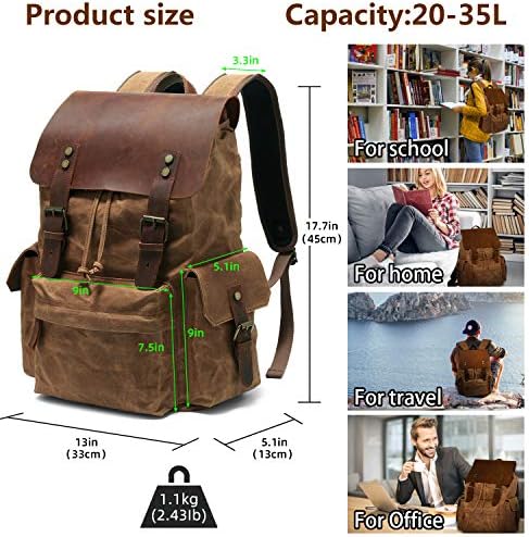 Mumais Canada Stil voskali platneni ruksak originalna koža školska torba Vintage Računarski ruksak za muškarce