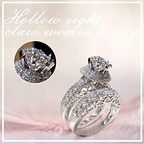 Dbylxmn intarzija prsten rezbarenje srebro Zupci šuplji okrugli osam paleta ženski prsten prsten za žene