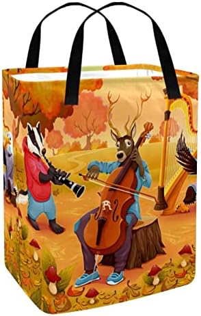 Jesenja šumska životinja Music Party Print sklopiva korpa za veš, 60L vodootporne korpe za veš kante za