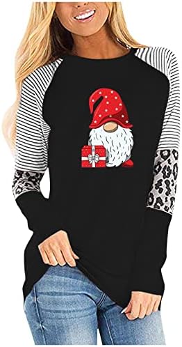 Xiaojmake samo djevojka koja voli božićnu dukseru za žene raglan rukav pulover vrhova boja blok Gnomes Grafička