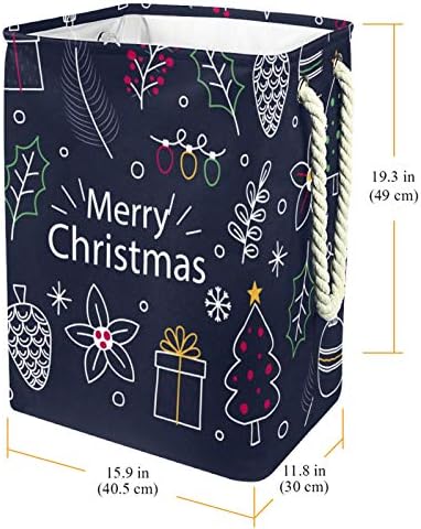 Vodootporne korpe za veš visoke čvrste sklopive ručno nacrtane Božić-01 korpa za štampanje za odrasle decu