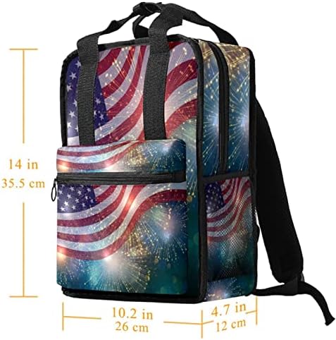 Tbouobt putni ruksak lagani laptop casual ruksak za žene za žene, vatromet i američka zastava