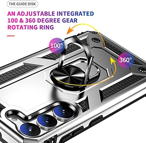 Dionibei Vojni razreda Udara za Samsung Galaxy S23 Case Galaxy S23 5g Case 360 ​​Metalni rotirajući prsten