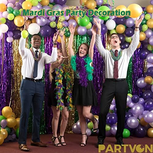 Mardi Gras Ljubičasto Zlato Zelene Šljokice Folija Rub Zavjese-Mardi Gras Rođendan New Orleans Karneval