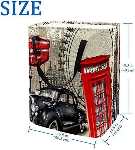 Londonski vintage poster Print sklopiva korpa za veš, 60L vodootporne korpe za veš kante za veš igračke