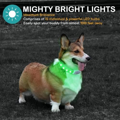 MOCHI ® 8 boja u 1 LED svjetlo ogrlicu za pse | Ruffer osvjetljavanje ogrlica za pse | USB punjivi krov