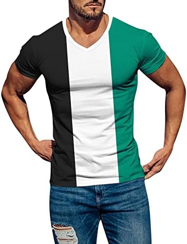 XXBR MENS kratki rukav s majica V vrat, ljetni blok za patchwork Slim Fit Sports Tee vrhovi lagane vježbe