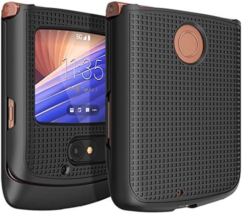 Nakedcellphone Case za Motorola RAZR 5G preklopni telefon, [Crna] zaštitni poklopac tvrde ljuske [grid Texture]