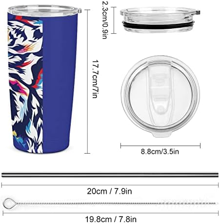 Kolor tigar lica 20oz putovanja šalica za kafu vakuum izolirana od nehrđajućeg čelika latte šalica sa slamom