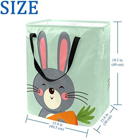 Cartoon Rabbit Holding Carrot Print sklopiva korpa za veš, 60L vodootporne korpe za veš kante za veš igračke skladište za spavaonicu u kupatilu