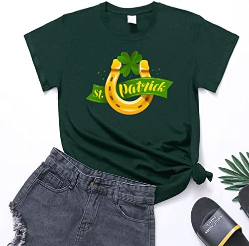 Dnevna majica St.Patrick za žene labave tinese Shamrock O vrat Thirts Thirs Clover Print Short Majice s