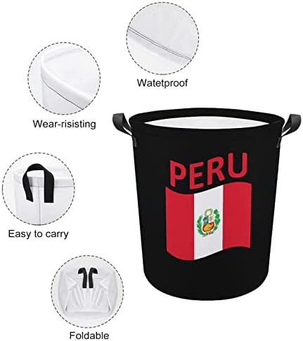 Zastava Perua korpa za veš sklopiva torba za odlaganje kante za veš sa ručkama