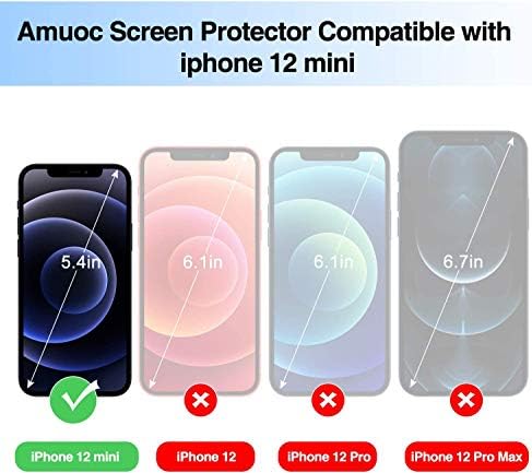 TANTEK [2-paket zaštitnik ekrana za iPhone 12 mini ,5,4 inča,Film od kaljenog stakla,Ultra Clear,protiv ogrebotina,bez mjehurića, pogodan za futrole