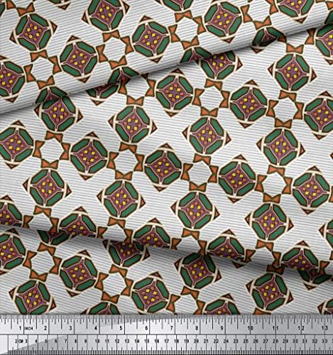 Soimoi bijeli pamučni dres tkanina Stripe & dijamant geometrijski tkanina Prints by Yard 58 inch Wide