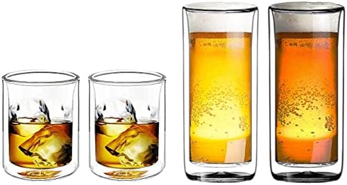 Sunčeva čaj jake dvostruke staklene naočale - 16oz highball pivo za pivo i 9oz stare naočale za viski