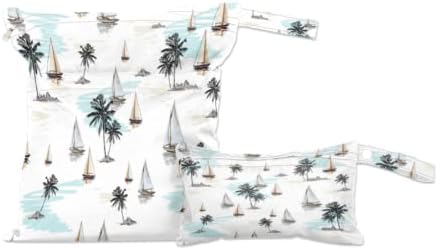 Plaža 2 kom. Tkanina za djecu Pelene, jedrilica Kokosova palma, vodootporna za višekratnu upotrebu s dva