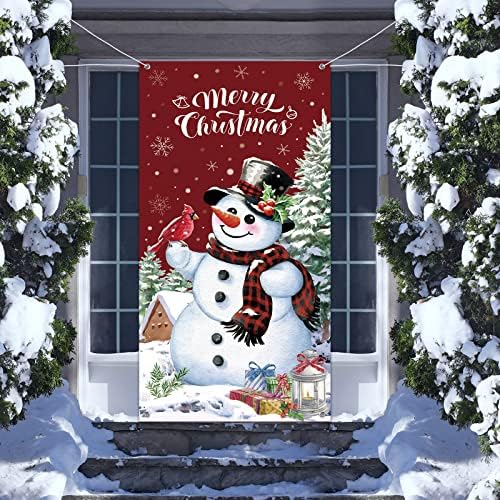 Božićni snjegović poklopac vrata Sretan božićni ukrasi na vratima Zimski snjegović pozadinski banner za