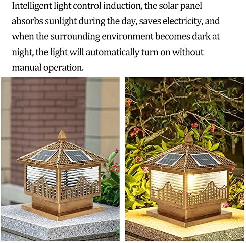 Tamyuse vanjske solarne lampe pocinčani lim solarni post svjetla sa staklenim hladovima vanjskim polnima