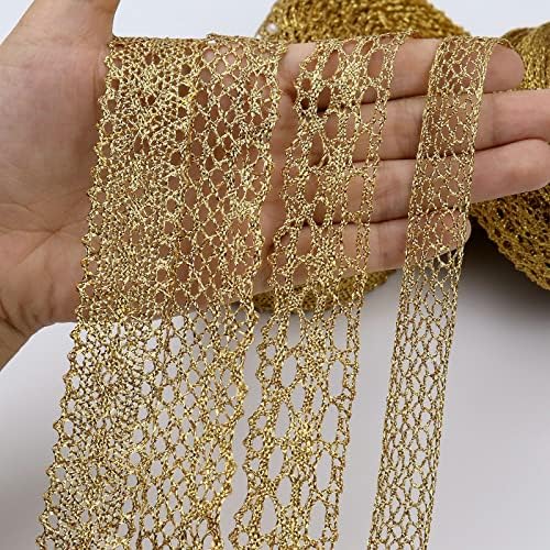 Zlatna čipka TRIM vintage Crochet čipka traka za obrtna čipka za šivanje, poklon paket zamotavanje, svadbeni