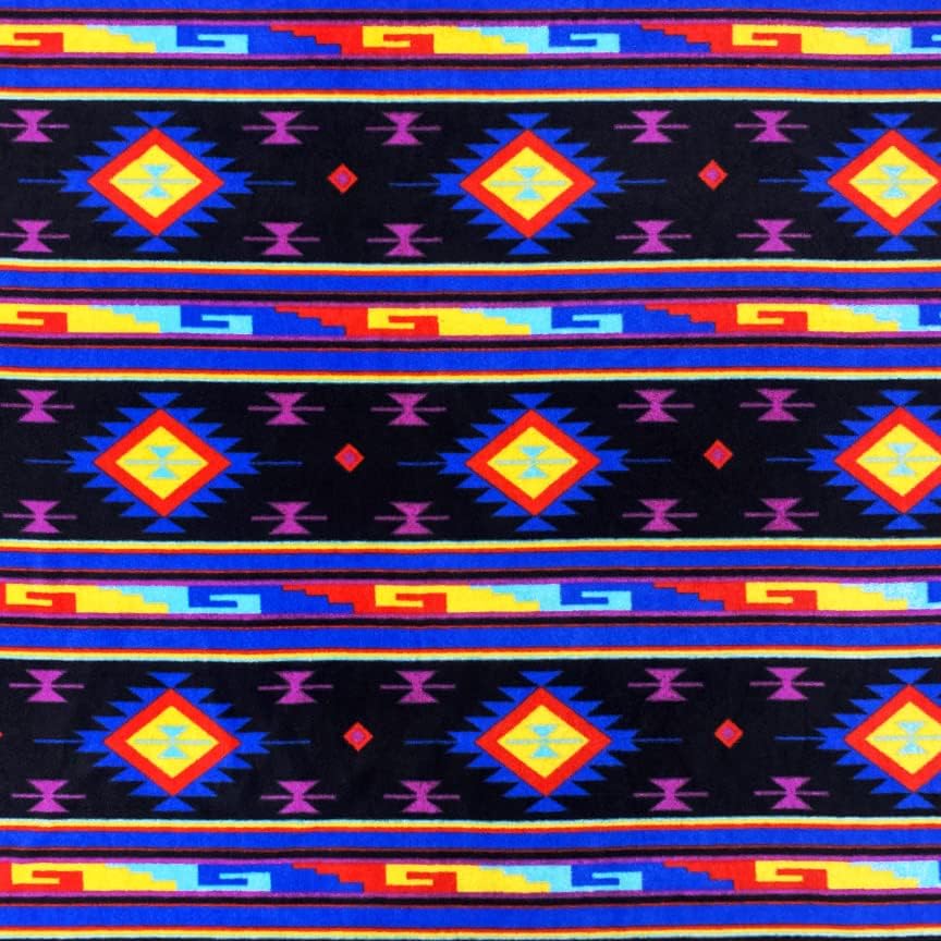 Pico Textiles Southwest Aztec Navy Fleece Fabric - 4 Yards Bolt/Multi Collection-Style PT846, 4 Yards Bolt