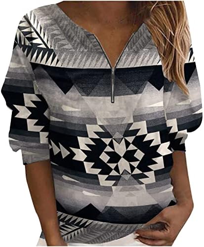 Ženska povremena polovina patelica up košulje zapadnog azteka etničko stil geometrija ispis pulover vrhovi