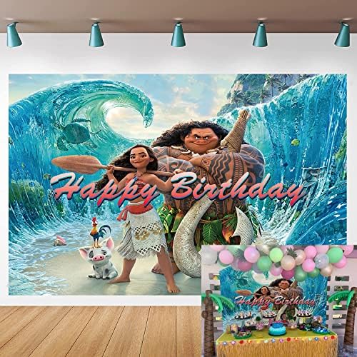 Wr Moana pozadina za rođendan Cartoon Moana Maui ljetna plaža fotografija pozadina dekoracija za Sretan rođendan Photo Booth Studio 7x5ft