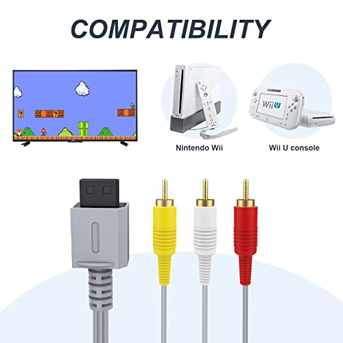 2pack Wii Wii U AV kabl, kompozitna Retro Audio Video standardna žica kompatibilna sa Nintendo Wii/Wii U,3rca