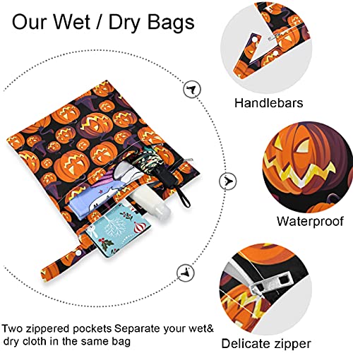 Vissunny Halloween bundeve 2pcs mokra torba sa džepovima sa zatvaračima koji se može zamijeniti rodna torba