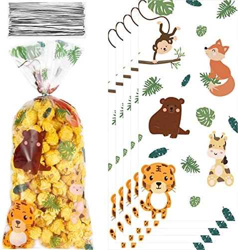 Blewindz 100pcs celofane tretiraju torbe sa kravate, torbe za životinje u džungli, 11 x 5 male poklon torbe
