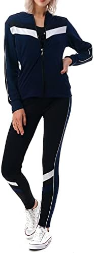 JVini ženska trenerka za vježbanje od 3 komada za žene - puni zip aktivni kapuljač sa jaknom i tamki