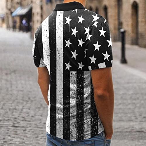 XXBR Patriotske polo majice za muške, dan neovisnosti Američka zastava tiskani vojnik kratkih rukava casual