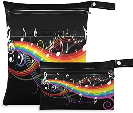 ZZXXB Glazba Napomena Rainbow Vodootporna mokraća torba Pelena za višekratnu koprivu s džepom sa patentnim