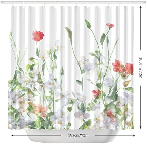 Huanxiangouyue akvarel cvjetni tuš za zavjese ružičaste cvjetne tuširane zavjese Vodootporna cvjetna tuš za tuširanje za kupatilo sa 12 kuka 72x72 inča