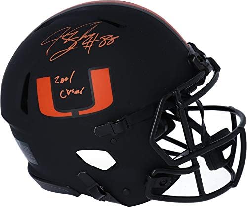 Jeremy Shockey Miami Hurricanes Autographed Riddell Eclipse Speed Authentic Helmet with 2001 Champs inscription