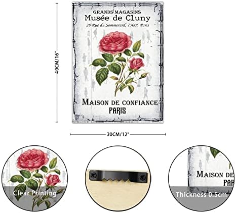 Maison De Confiance Musee de Cluny Drveni znakovi Vintage Francuski cvjetni drveni Plank Viseći znak Retro
