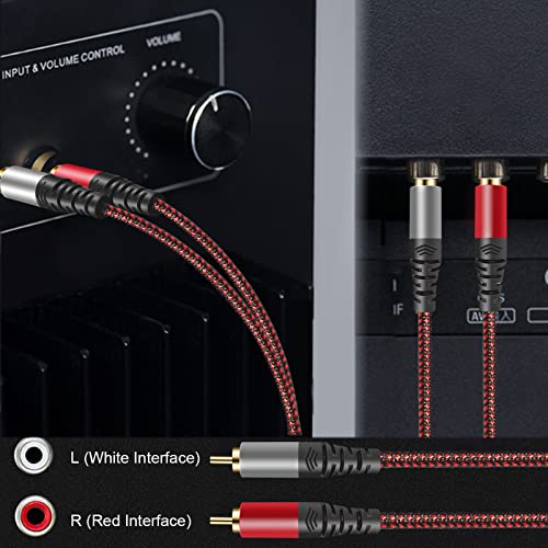 RCA kabl 40ft, 2-reč muški do 2-RCA muški audio stereo subwoofer [Hi-Fi Sound] Pomoćni audio kabl za pletenice