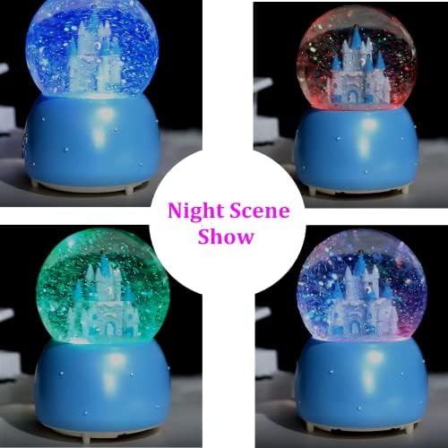 Xmas Santa Sning Globe Crystal Castle Ball Automatski snježni glazbeni kristalni kuglica sa 7 boja Might