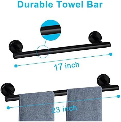 Kupatilo hardverni set, 9-komadni mat crni dodaci za kupanje postavljen zidni nosač uključuje 17/23 ručnik,