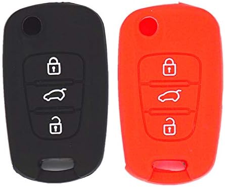 WFMJ 2kom crno crveni Silikonski Smart 3 dugmad Flip Remote Key Cover torba lanac odgovara za Kia Optima Rio Soul Sportage Rondo Forte K2 K5 Magentis