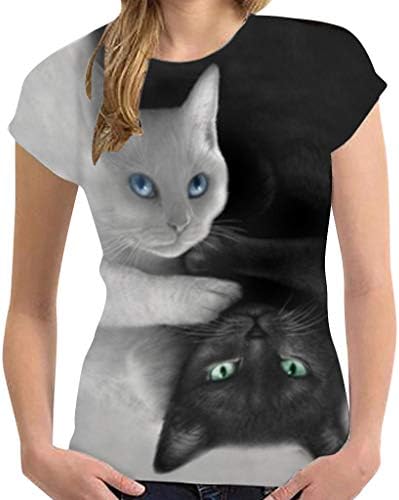 Nyybw Mačka O-izrez Ljeto 3D T kratke rukave Ležerne prilike Print Womens Modna majica Plus Veličina majica