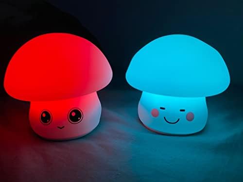 NOVOCE noćno svjetlo za djecu Lovely Mushroom Shape rasadnik lampa punjiva promjena boje senzorom dodira
