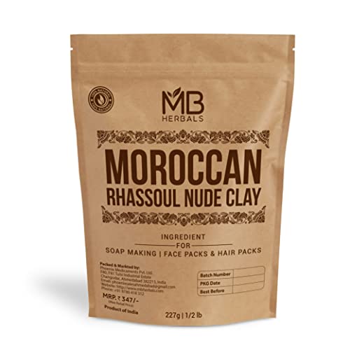 MB Herbals Marokanska Rhassoul gola glina 8 oz / 0.5 LB / 227 G / blaga glina za izradu sapuna i pakovanja za lice