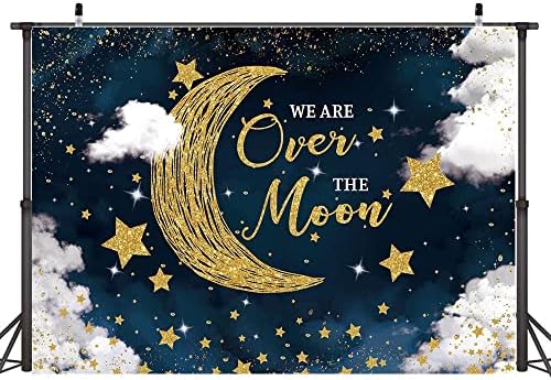 Hilioens 8×6ft Boys mi smo preko Mjeseca pozadina za Baby Shower Moon Stars Starry Night Nebeska pozadina